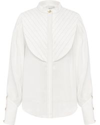 Aje. Motocyclette Quilted Linen-blend Top - White