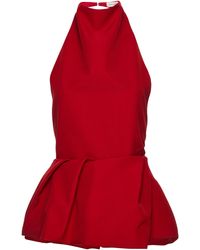 Magda Butrym - Open Back Cotton-Blend Taffeta Peplum Top - Lyst