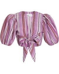 Lisa Marie Fernandez - Pouf Tie-detailed Linen-blend Crop Top - Lyst