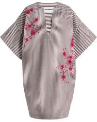 DES_PHEMMES - Exclusive La Isla Cocoon Striped Cotton-Poplin Mini Dress - Lyst
