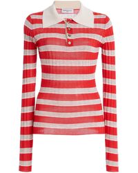 Brandon Maxwell - The Joni Striped Silk-Cashmere Polo Top - Lyst