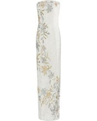 La Fuori - Golden Flora Dreamscape Embellished Tulle Maxi Dress - Lyst