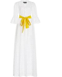 Monique Lhuillier Bow-detailed Cotton Lace Wrap Gown - White