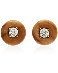 Fernando Jorge Petrified Wood Orbit Diamond Medium Studs - Brown