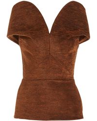 Brandon Maxwell Sweetheart Off-the-shoulder Top - Brown