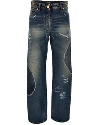Versace - Distressed Rigid Wide-Leg Straight-Leg Jeans - Lyst