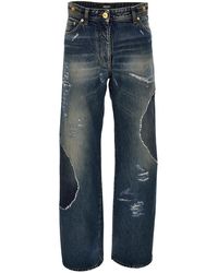 Versace - Distressed Rigid Wide-Leg Straight-Leg Jeans - Lyst