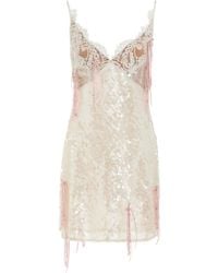 Wiederhoeft - Lace-Trimmed Sequined Mini Dress - Lyst