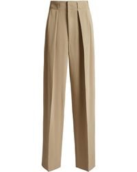 Victoria Beckham - Pleated Crepe Straight-Leg Pants - Lyst