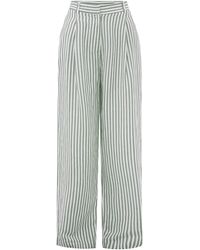 Posse - Lorenzo Striped Linen-blend Pleated Wide-leg Pants - Lyst