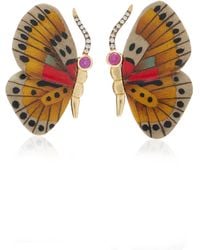 Silvia Furmanovich - Marquetry Butterfly Diamond, Sapphire Earrings - Lyst