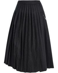 Prada - Pleated Wool-Flannel Midi Skirt - Lyst