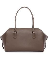 The Row - E/w Leather Bowling Bag - Lyst