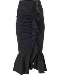 Carolina Herrera - Ruched Stretched-Cotton Pencil Skirt - Lyst