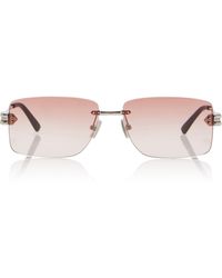 Bottega Veneta - Rimless Square-Frame Metal Sunglasses - Lyst