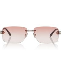 Bottega Veneta - Rimless Square-Frame Metal Sunglasses - Lyst