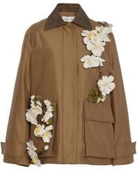 Oscar de la Renta - Embellished Cotton Jacket - Lyst