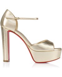 Christian Louboutin - Sandaloo 130Mm Metallic-Leather Platform Sandals - Lyst
