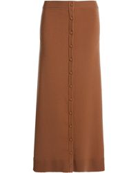 Victoria Beckham - Button Front Merino Wool Blend Midi Skirt - Lyst