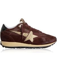 Golden Goose - Running Marathon Leather-Trimmed Sneakers - Lyst