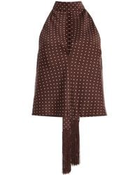 Posse - Phoebe Polka-Dot Woven Tie-Neck Top - Lyst