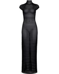 Alaïa - Open-back Stripe-knit Turtleneck Maxi Dress - Lyst
