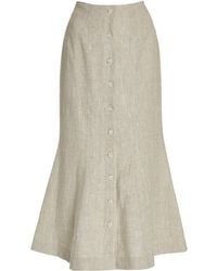 Matthew Bruch Fluted Linen Midi Skirt - Natural