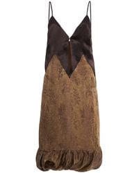 Ferragamo - Brocade Slip Satin Midi Dress - Lyst