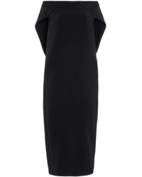 The Row - Anitas Cape-Detailed Wool Gabardine Midi Dress - Lyst