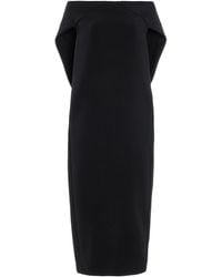The Row - Anitas Cape-Detailed Wool Gabardine Midi Dress - Lyst