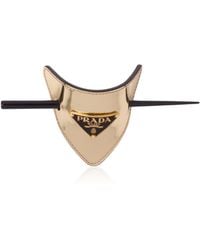 Prada - Logo-Detailed Leather Hair Clip - Lyst