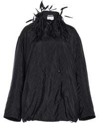 Brandon Maxwell - The Larkin Feather-Trimmed Silk-Blend Jacket - Lyst