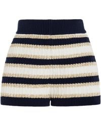Cara Cara - Noelle Striped Metallic-cotton Knit Shorts - Lyst