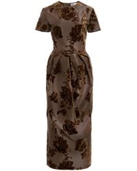 Oscar de la Renta - Peony Velvet-Jacquard Midi Cocktail Dress - Lyst