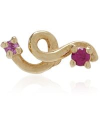 Bea Bongiasca - Mini Loop 9k Yellow Gold Ruby, Sapphire Single Earring - Lyst