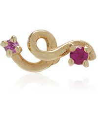 Bea Bongiasca - Mini Loop 9k Yellow Gold Ruby, Sapphire Single Earring - Lyst