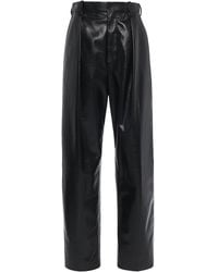 Bottega Veneta - Pleated Leather Straight-Leg Pants - Lyst