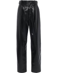 Bottega Veneta - Pleated Leather Straight-Leg Pants - Lyst