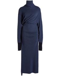 Lanvin - Draped Wool-Cashmere Midi Dress - Lyst