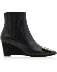 Roger Vivier - Belle Vivier Leather Wedge Boots - Lyst