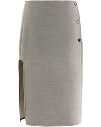 Courreges - Oblique Houndstooth Cotton Midi Skirt - Lyst