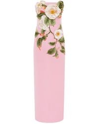 LEO LIN - Rayna Appliquéd Camelia-Print Bustier Maxi Dress - Lyst