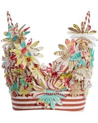 Silvia Tcherassi - Ibbie Floral-Embellished Cotton Crop Top - Lyst