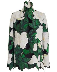 Oscar de la Renta - Cutout Gardenia Faille Embroidered Jacket - Lyst