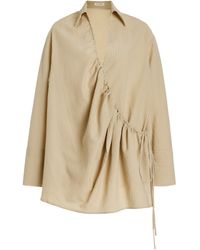 ELCE - Exclusive Sidney Striped Cotton-blend Seersucker Mini Wrap Shirt Dress - Lyst
