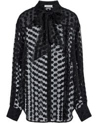 Frankie Shop - Peri Polka Dot Sheer Tie-Neck Shirt - Lyst