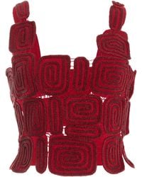 Cult Gaia - Reia Beaded Woven Wool-blend Top - Lyst