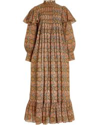 byTiMo Bohemian Cotton-blend Midi Dress - Brown