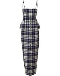 Carolina Herrera - Trompe L'Oeil Check Stretch-Wool Midi Dress - Lyst