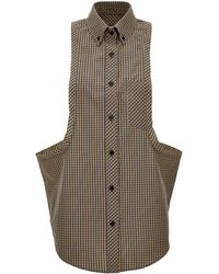Versace - Micro-Check Cotton-Poplin Top - Lyst